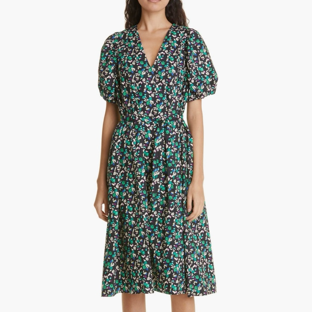 Floral Puff Sleeve Midi Dress